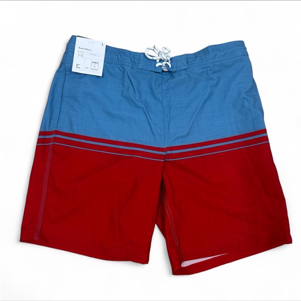 Goodfellow & Co Blue and Red Two-Tone Swim Board Shorts